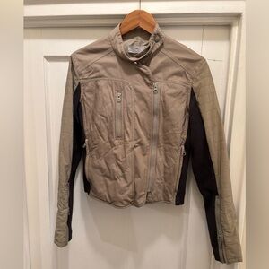 Stella McCartney Adidas Khaki Green Moto Jacket Double Zip Size M